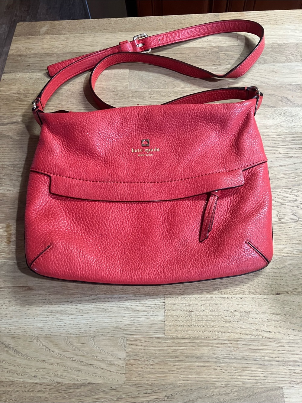 kate spade Red Pebbled Leather Crossbody Shoulder Bag
